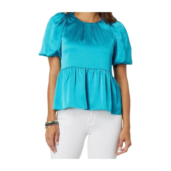Lilly Pulitzer Blakelynn Elbow Sleeve Top Blue Rhapsody Size 6 - Picture 1 of 16